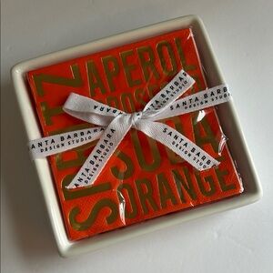 NWT Santa Barbara Design Studio Ceramic Napkin Box & Aperol Spritz Napkins